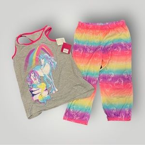 ⭐️ NWT - Girls 12 - So Pajama Capri Set - Rainbow & Unicorns